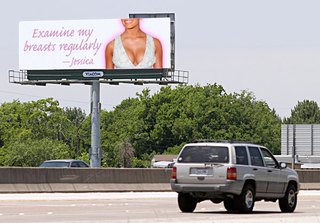 Drivers on I-405 in Los Angeles receive a public self-service message from Jessica Simpson.
